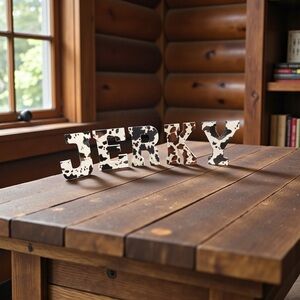 Personalized Name Letter Set – Western Cow Print Decor sold individually